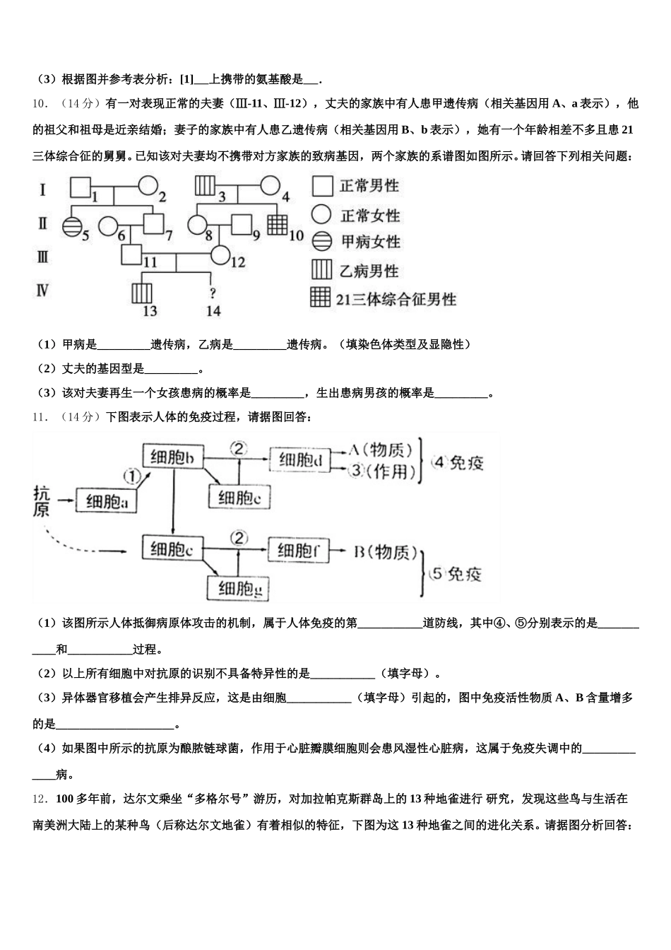 2025届河南省普通高中生物高一第二学期期末质量检测模拟试题含解析_第3页