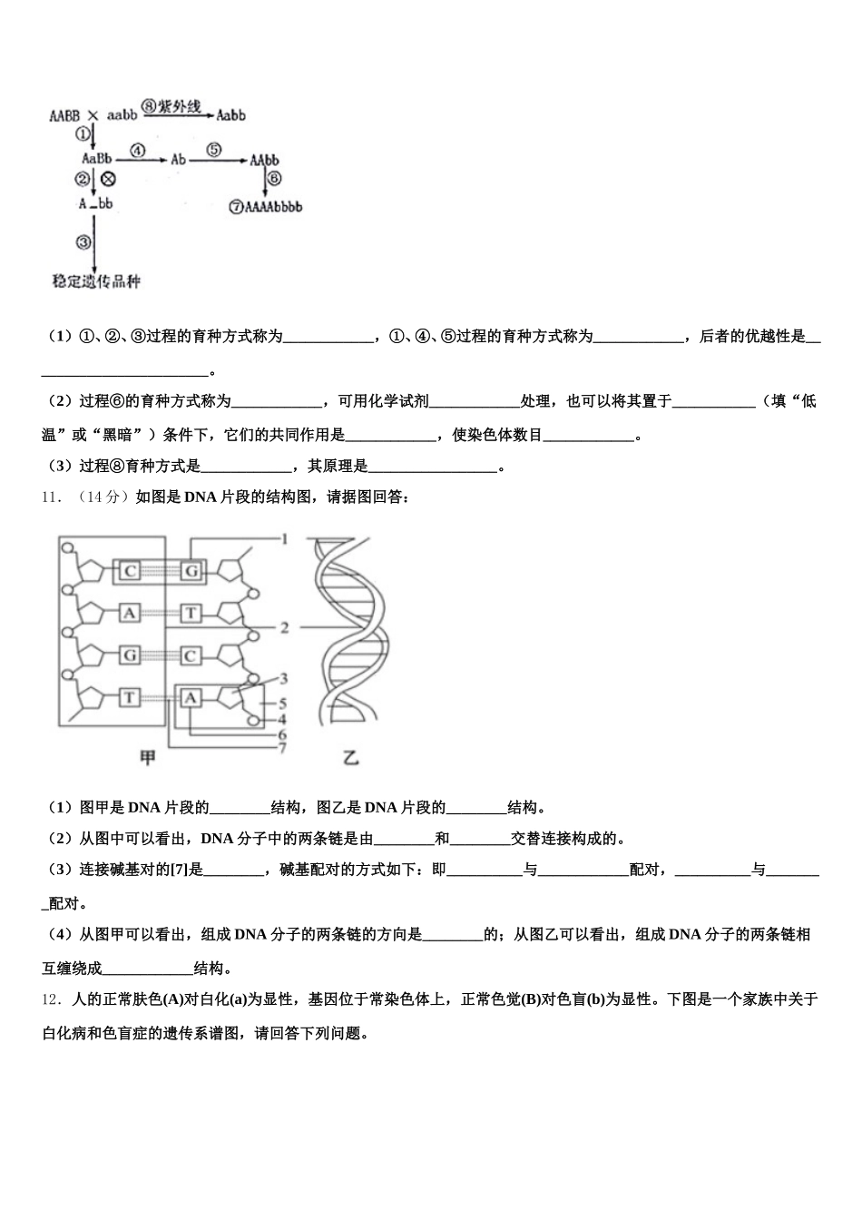 河南省通许县丽星中学2024-2025学年生物高一下期末考试试题含解析_第3页