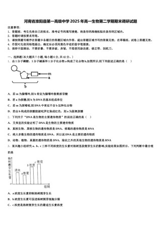 河南省淮阳县第一高级中学2025年高一生物第二学期期末调研试题含解析