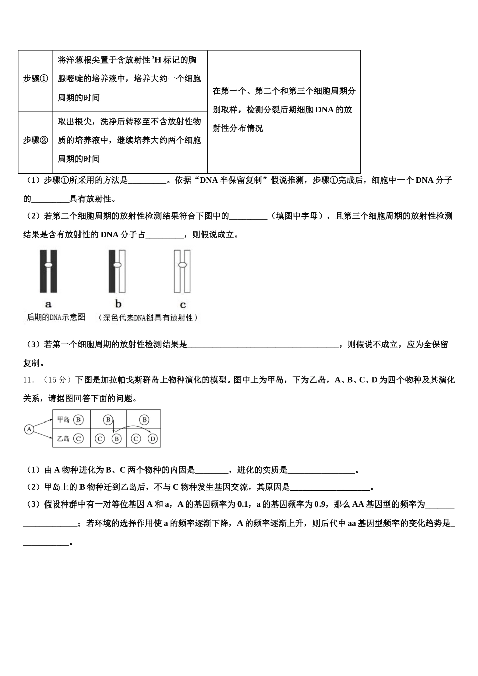 河南省开封市兰考县等五县联考2025届高一生物第二学期期末学业质量监测试题含解析_第3页
