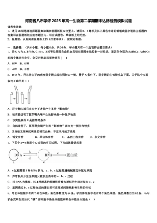 河南省八市学评2025年高一生物第二学期期末达标检测模拟试题含解析
