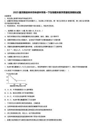 2025届河南省林州市林虑中学高一下生物期末教学质量检测模拟试题含解析