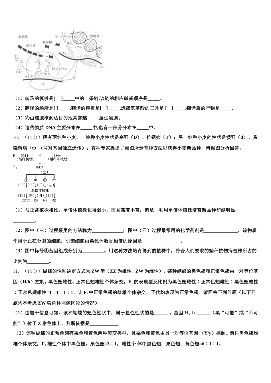 2025年河南省平顶山舞钢第一高级中学生物高一第二学期期末达标测试试题含解析_第3页