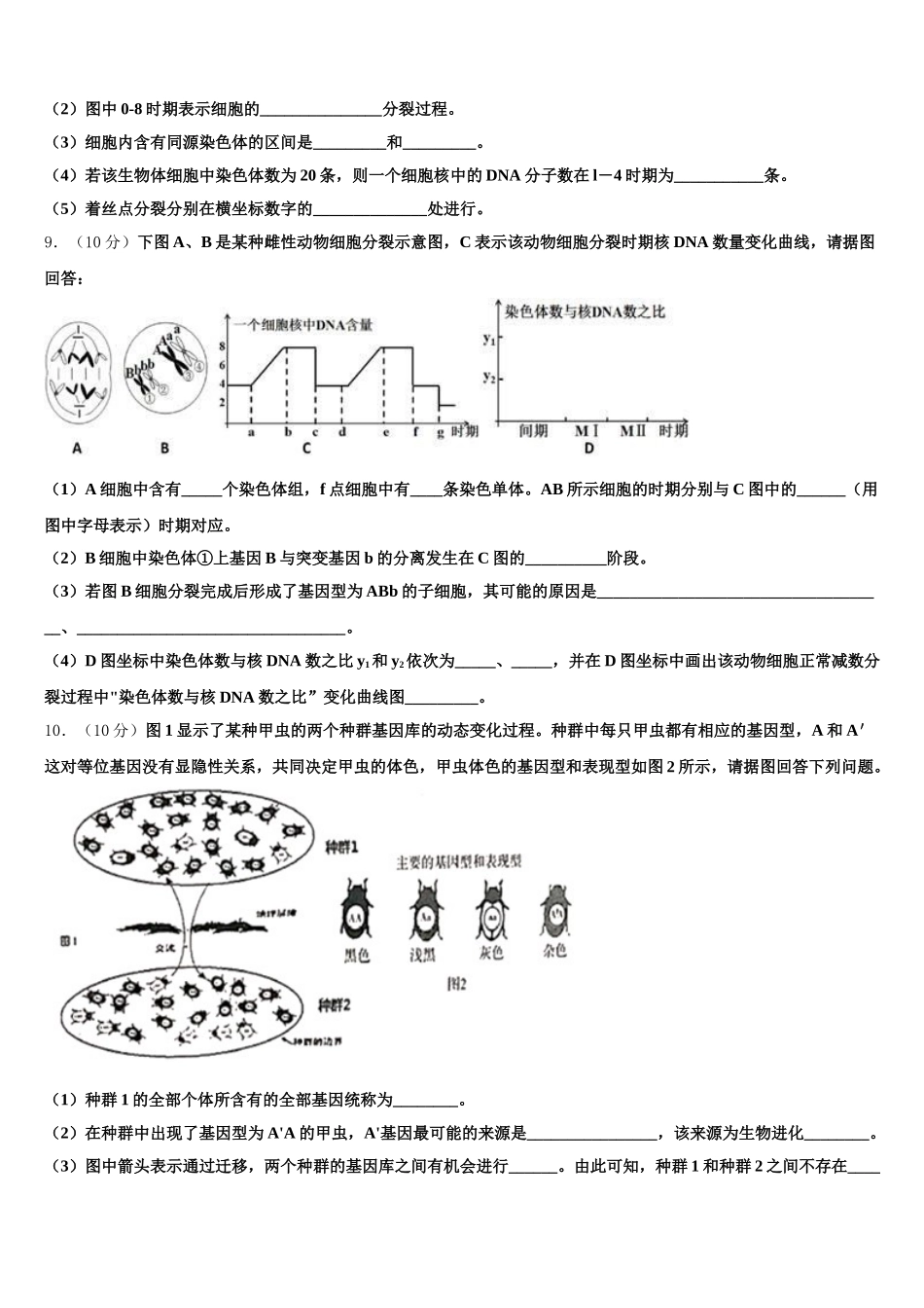 2025届南省洛阳市高一生物第二学期期末联考试题含解析_第3页