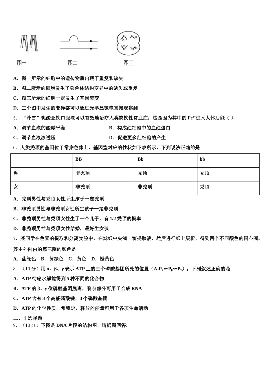 2025年三门峡市重点中学高一下生物期末调研模拟试题含解析_第2页