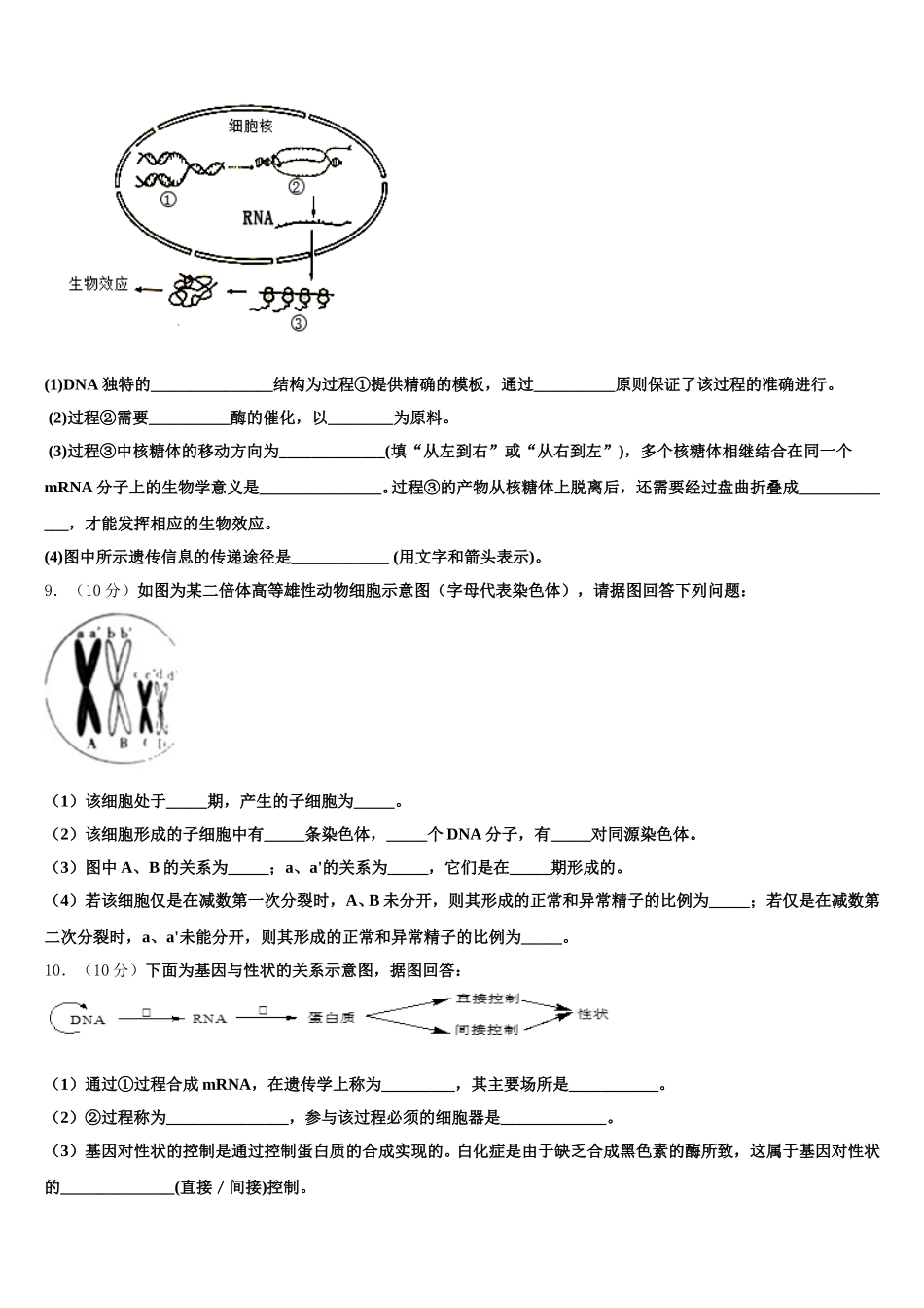 2025年林州市第一中学高一生物第二学期期末调研试题含解析_第3页