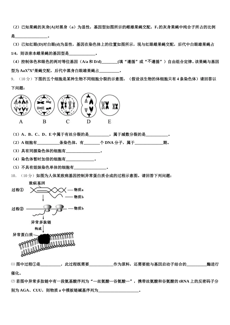 2025年河南省开封市重点名校生物高一第二学期期末复习检测试题含解析_第3页
