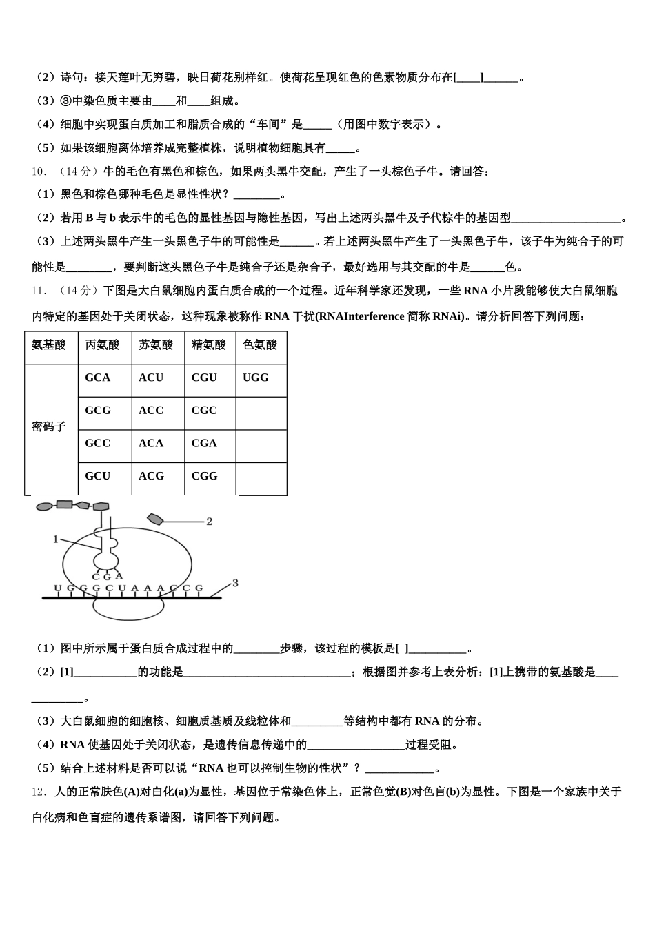 2025年河南省郸城县第二高级中学生物高一第二学期期末学业水平测试模拟试题含解析_第3页