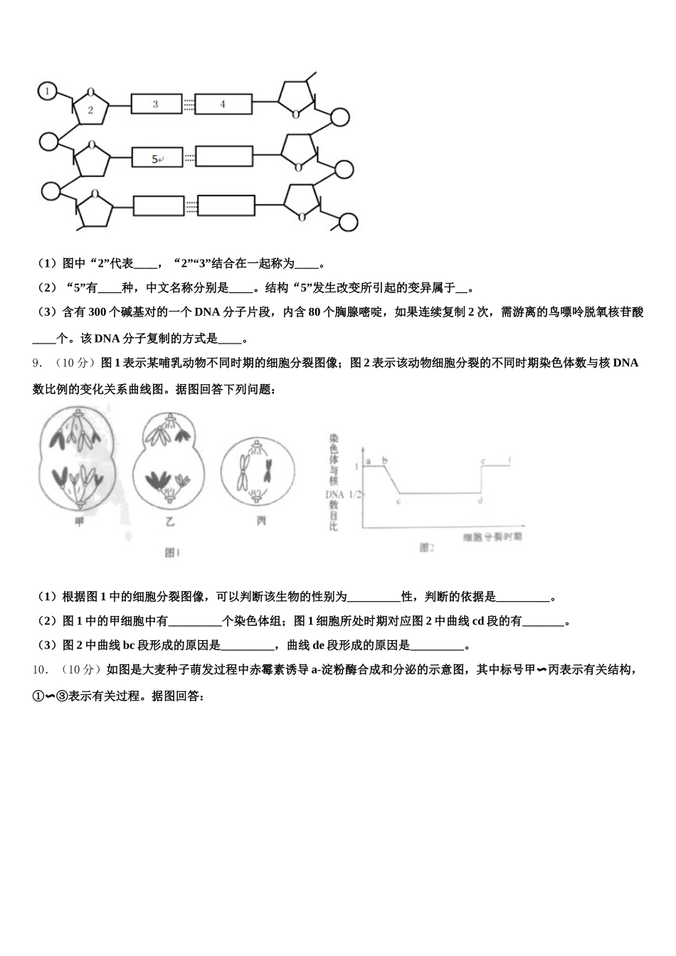 河南省示范性高中2024-2025学年高一生物第二学期期末监测模拟试题含解析_第3页