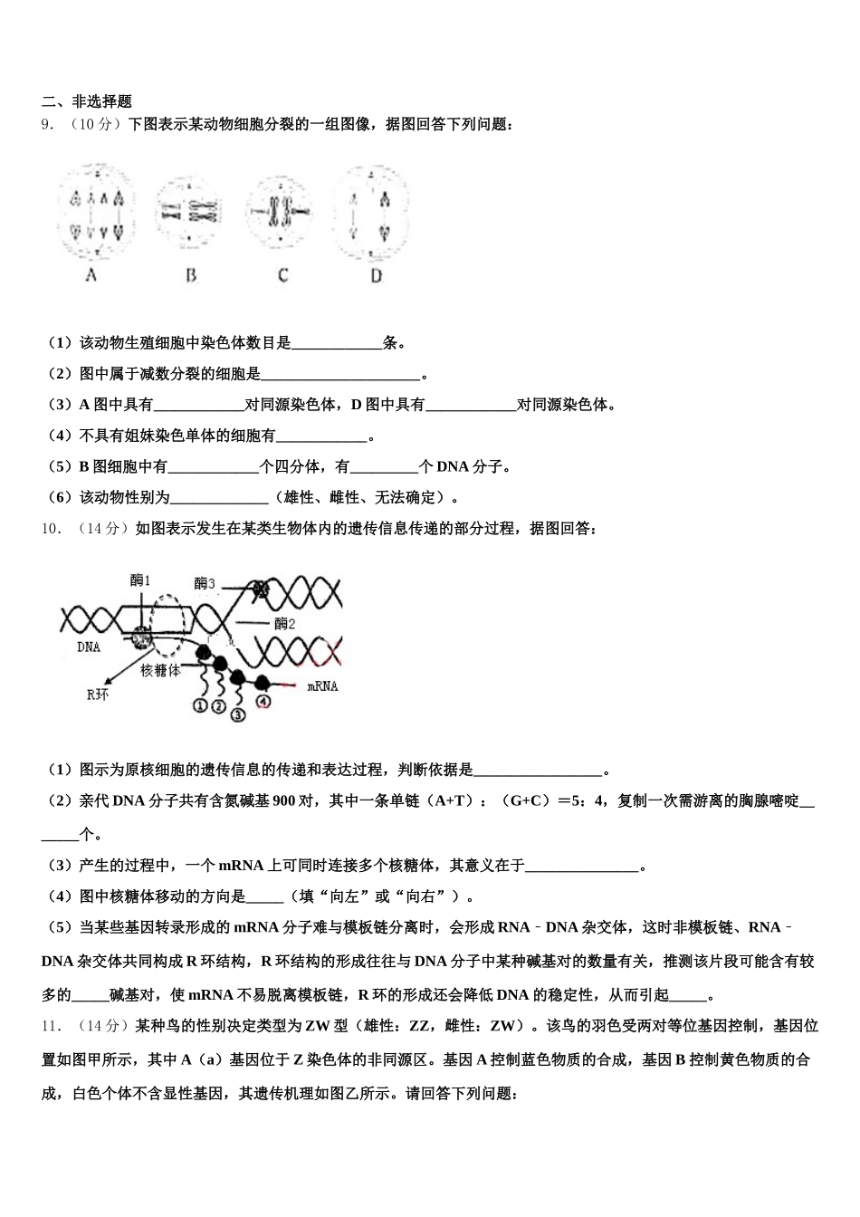 河南省林州市第一中学2024-2025学年高一生物第二学期期末教学质量检测模拟试题含解析_第3页