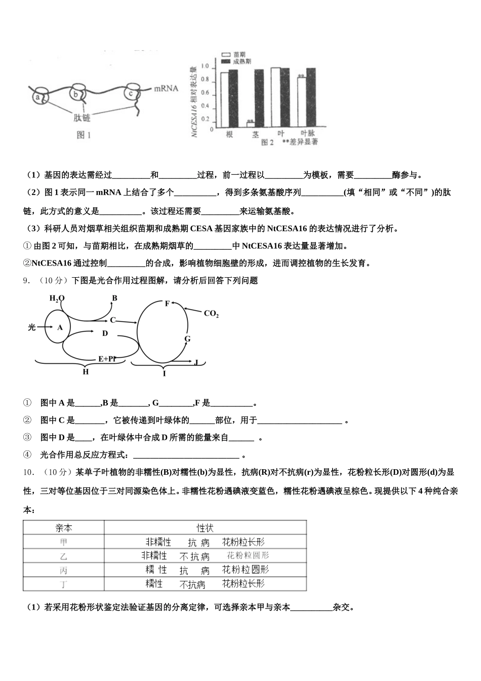 河南省永城市实验高级中学2024-2025学年高一下生物期末经典模拟试题含解析_第3页
