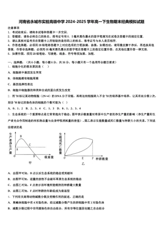 河南省永城市实验高级中学2024-2025学年高一下生物期末经典模拟试题含解析