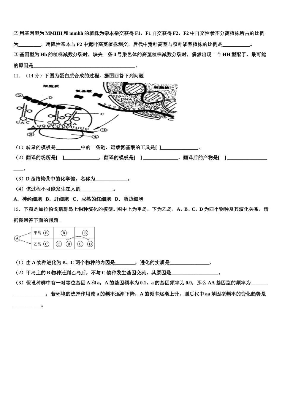 2025年河南省项城三高高一生物第二学期期末统考试题含解析_第3页