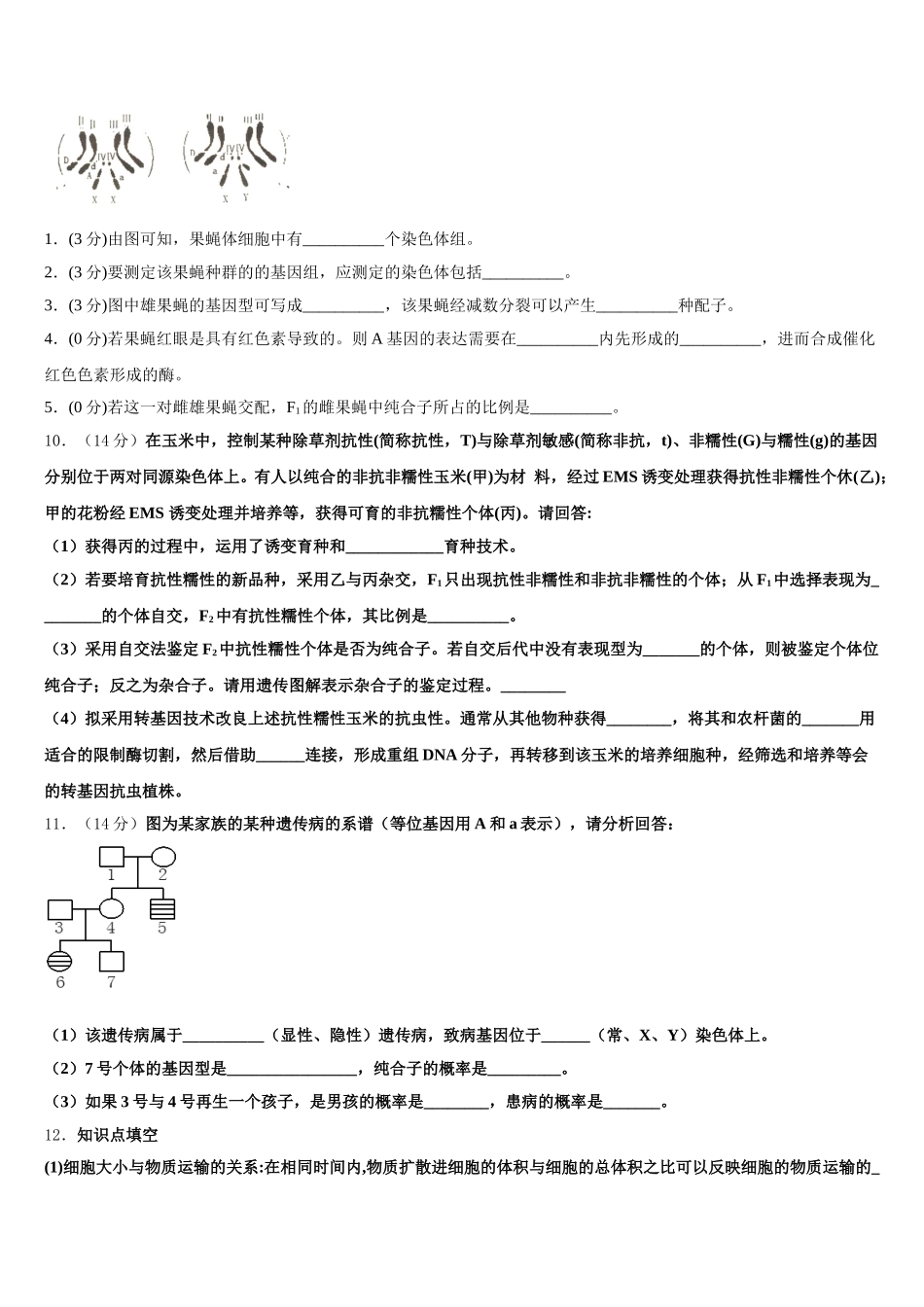 2025年河南省辉县市高级中学高一生物第二学期期末综合测试试题含解析_第3页