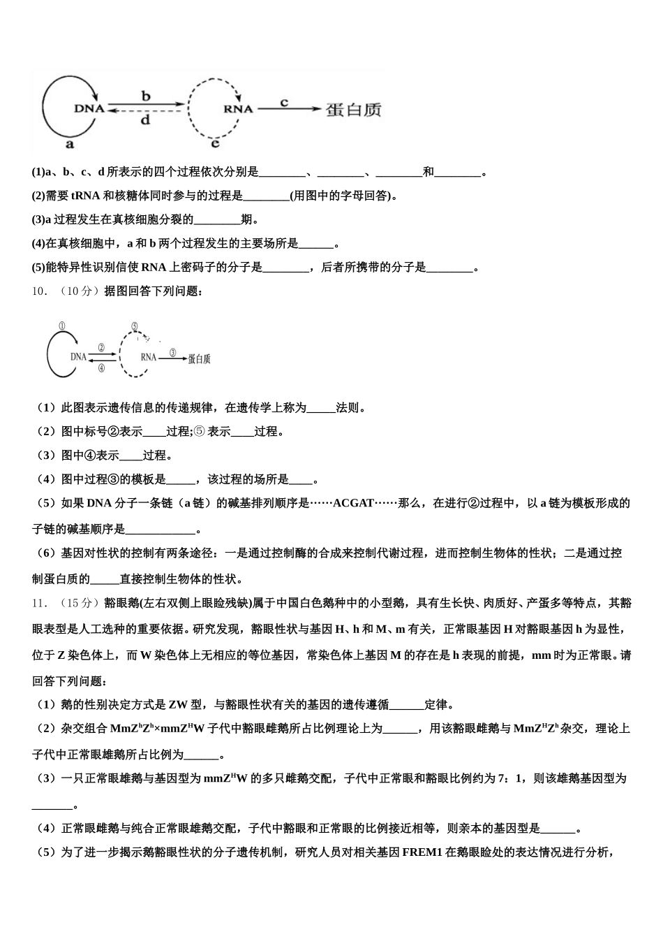 2025年河南省创新发展联盟生物高一下期末联考模拟试题含解析_第3页