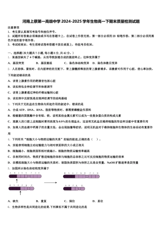 河南上蔡第一高级中学2024-2025学年生物高一下期末质量检测试题含解析