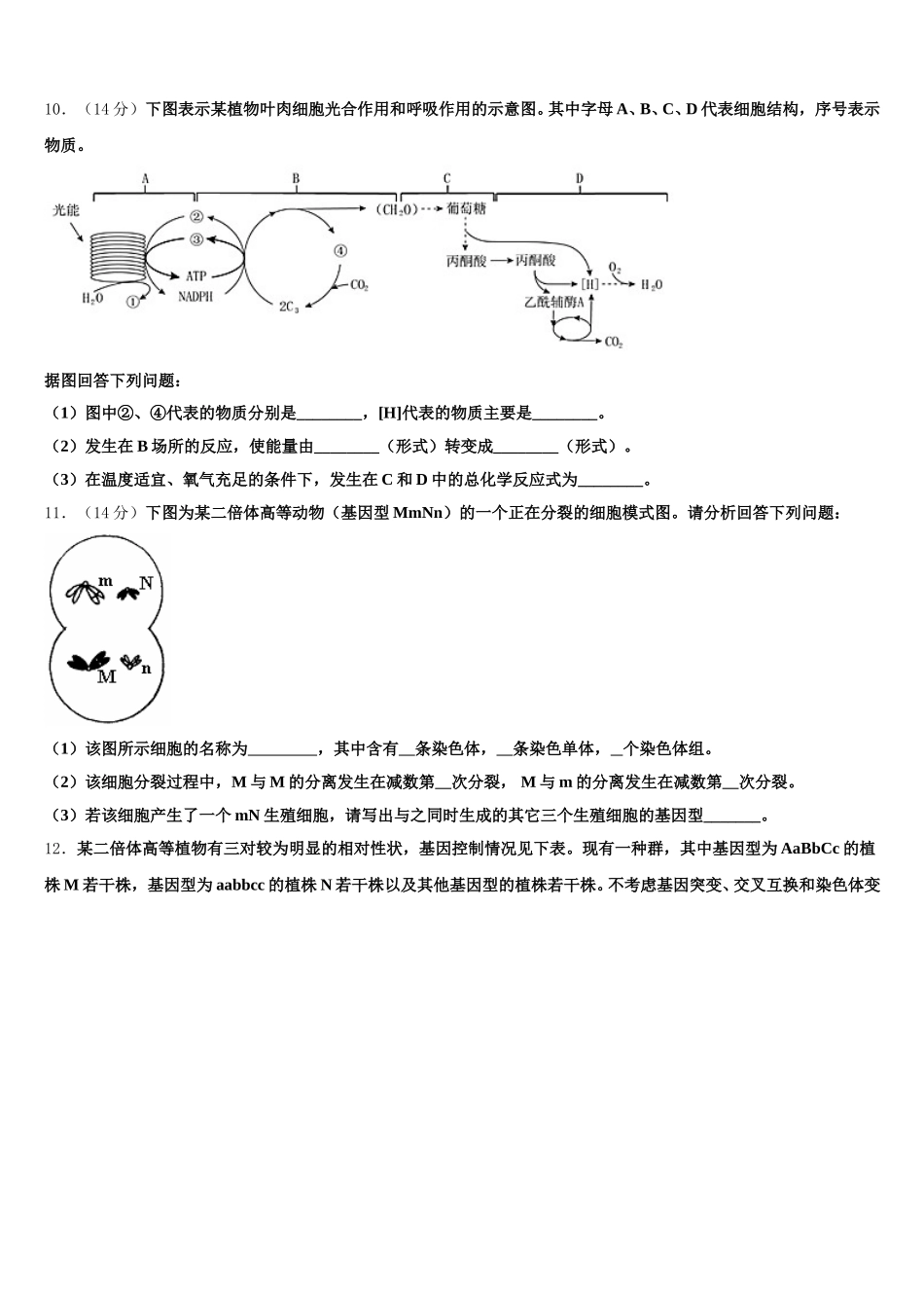 河南省安阳市第35中学 2025年高一生物第二学期期末复习检测模拟试题含解析_第3页