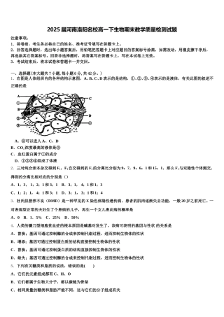 2025届河南洛阳名校高一下生物期末教学质量检测试题含解析