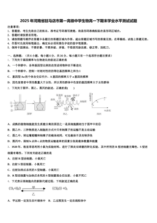 2025年河南省驻马店市第一高级中学生物高一下期末学业水平测试试题含解析