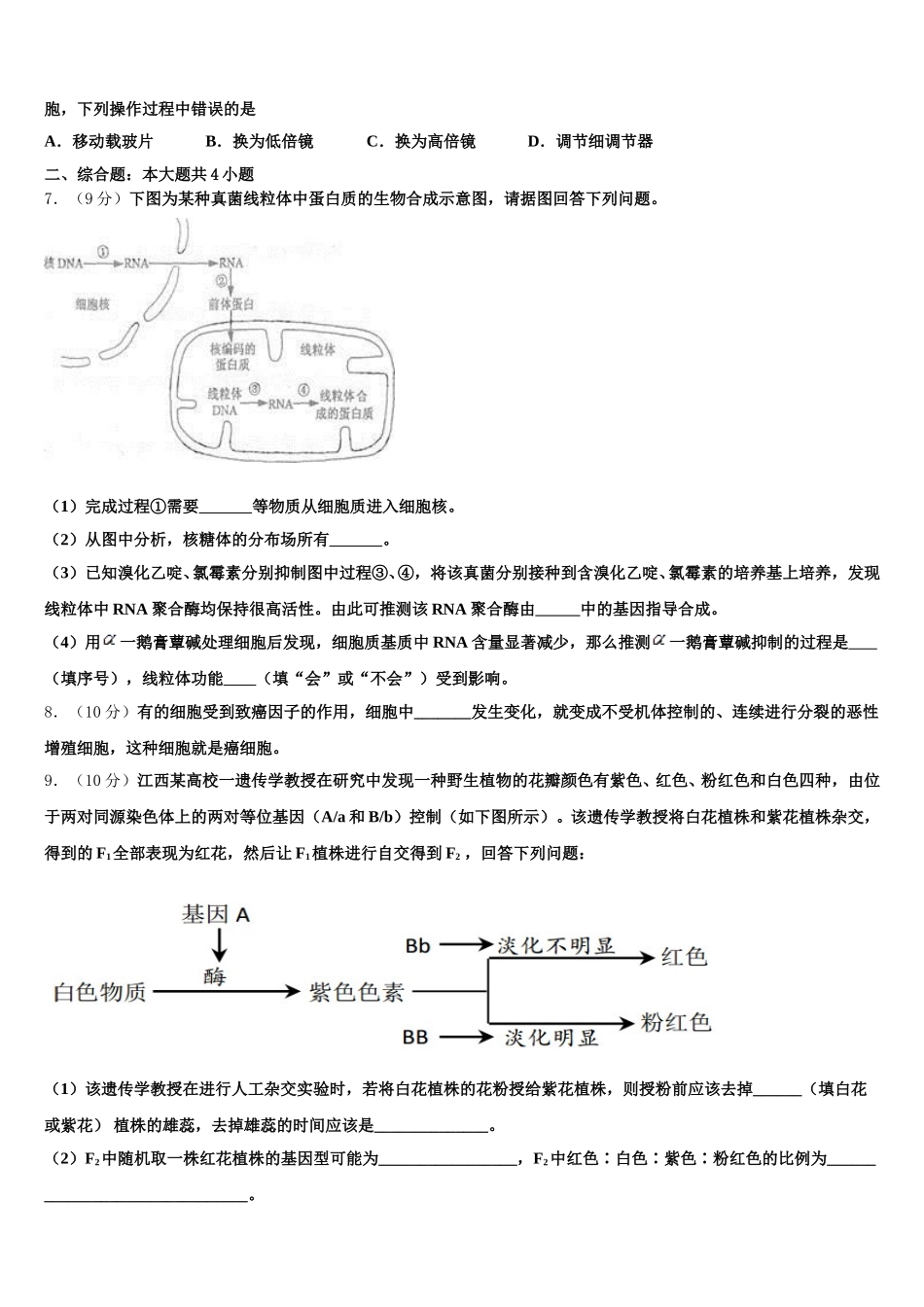 2024-2025学年河南省正阳县第一高级中学高一下生物期末质量检测模拟试题含解析_第2页