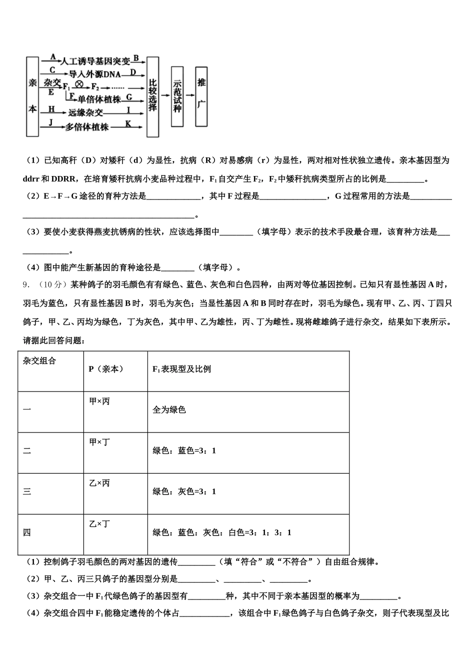 河南省郑州市高新区一中2025年高一生物第二学期期末学业质量监测模拟试题含解析_第3页