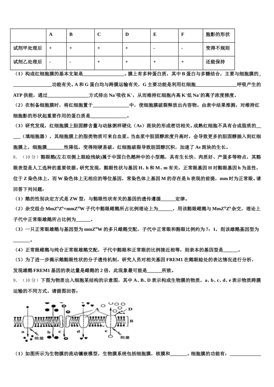 2024-2025学年河南省非凡吉创联盟高一生物第二学期期末学业质量监测试题含解析_第3页