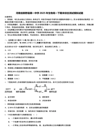 河南省新野县第一中学2025年生物高一下期末综合测试模拟试题含解析