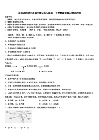 河南省鹤壁市浚县二中2025年高一下生物期末复习检测试题含解析