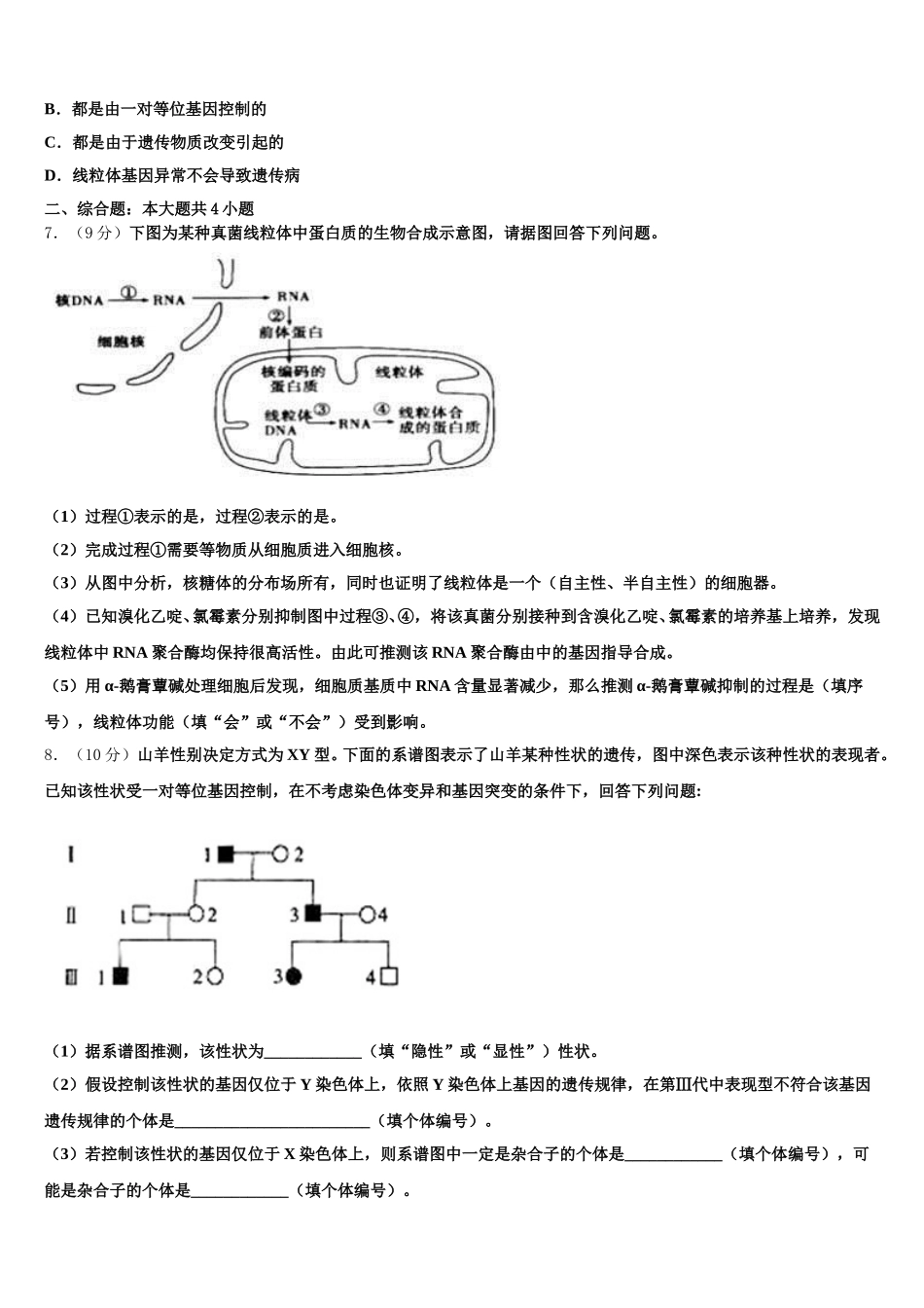 2025年南阳市第一中学生物高一下期末检测试题含解析_第2页