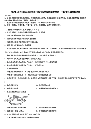 2024-2025学年河南省周口市扶沟高级中学生物高一下期末经典模拟试题含解析