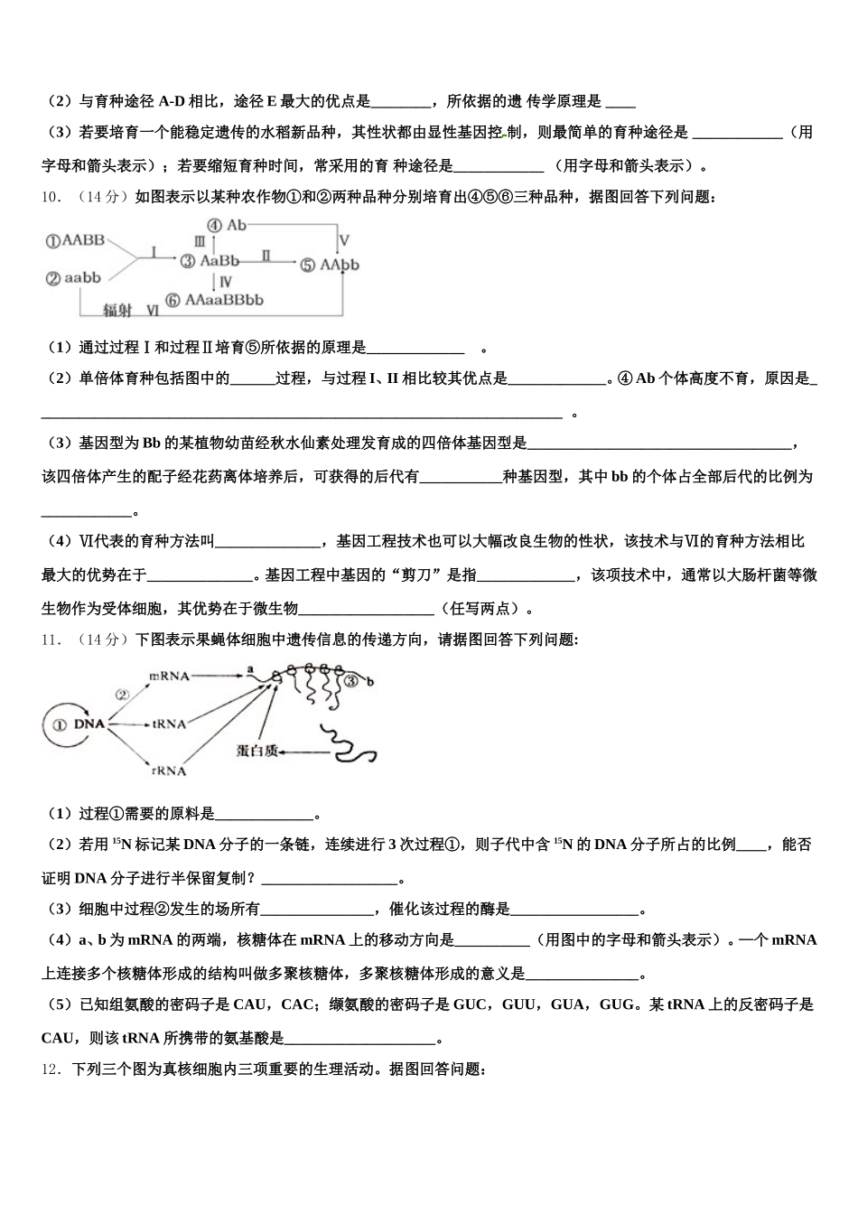 河南省平顶山许昌济源2025年生物高一下期末统考模拟试题含解析_第3页