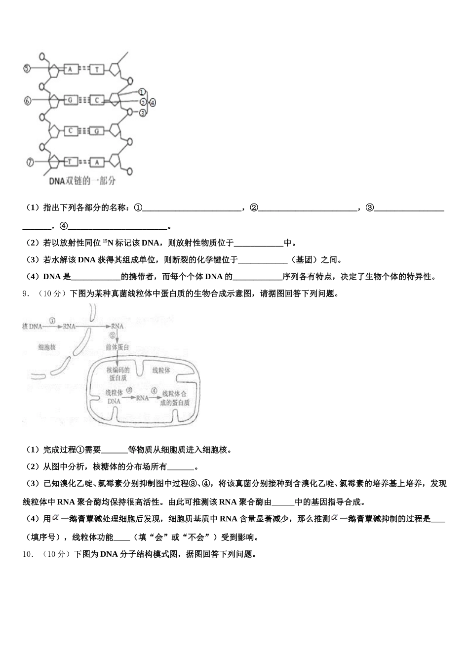 河南省宝丰县第一高级中学2024-2025学年生物高一第二学期期末综合测试模拟试题含解析_第3页