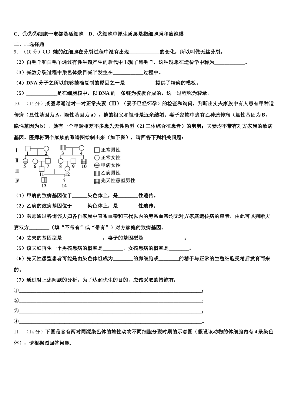 2025年河南省新乡市新誉佳高级中学高一生物第二学期期末联考模拟试题含解析_第3页