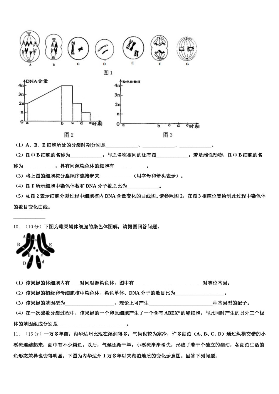 河南省濮阳市范县一中2025年生物高一第二学期期末学业质量监测试题含解析_第3页