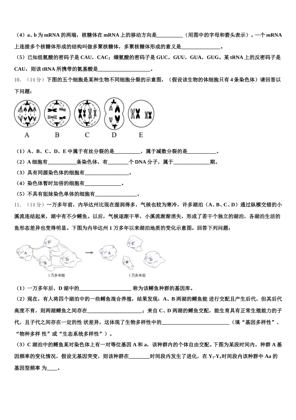 河南省五岳在线考试2024-2025学年高一生物第二学期期末质量检测模拟试题含解析_第3页