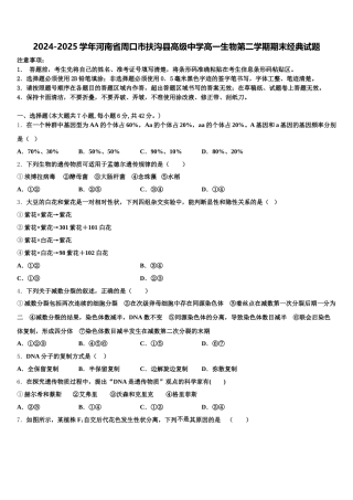 2024-2025学年河南省周口市扶沟县高级中学高一生物第二学期期末经典试题含解析