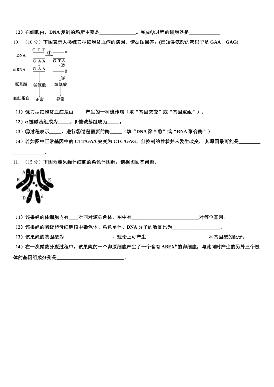 河南濮阳市2025年生物高一下期末联考试题含解析_第3页
