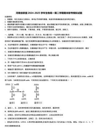 河南省联盟2024-2025学年生物高一第二学期期末联考模拟试题含解析