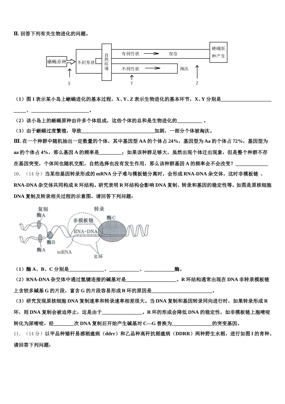 河南省新乡市新乡市第一中学2024-2025学年生物高一下期末联考模拟试题含解析_第3页