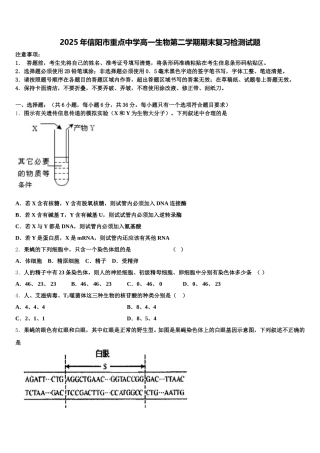 2025年信阳市重点中学高一生物第二学期期末复习检测试题含解析