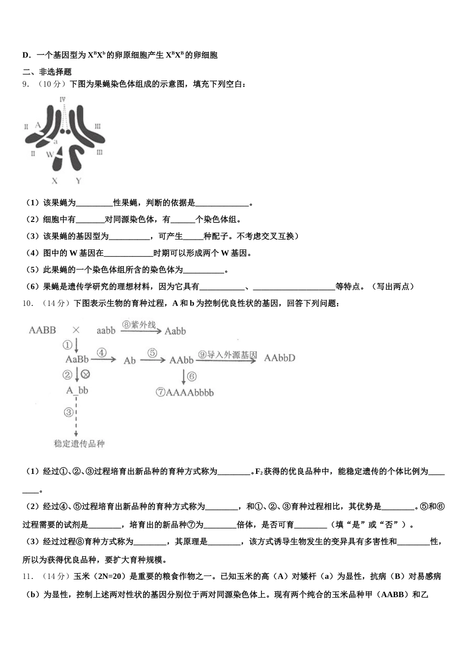 2024-2025学年河南省安阳市滑县高一下生物期末质量检测模拟试题含解析_第3页
