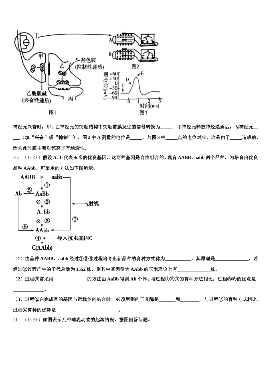 2025年重庆市大足区生物高一第二学期期末考试试题含解析_第3页