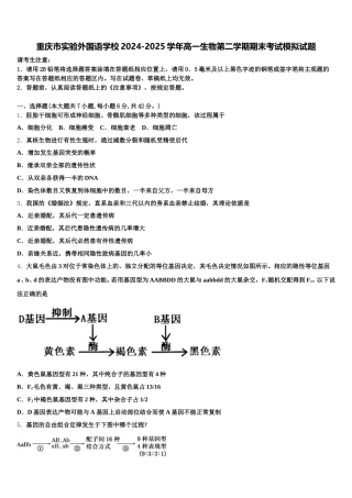 重庆市实验外国语学校2024-2025学年高一生物第二学期期末考试模拟试题含解析