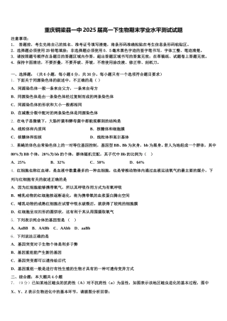 重庆铜梁县一中2025届高一下生物期末学业水平测试试题含解析