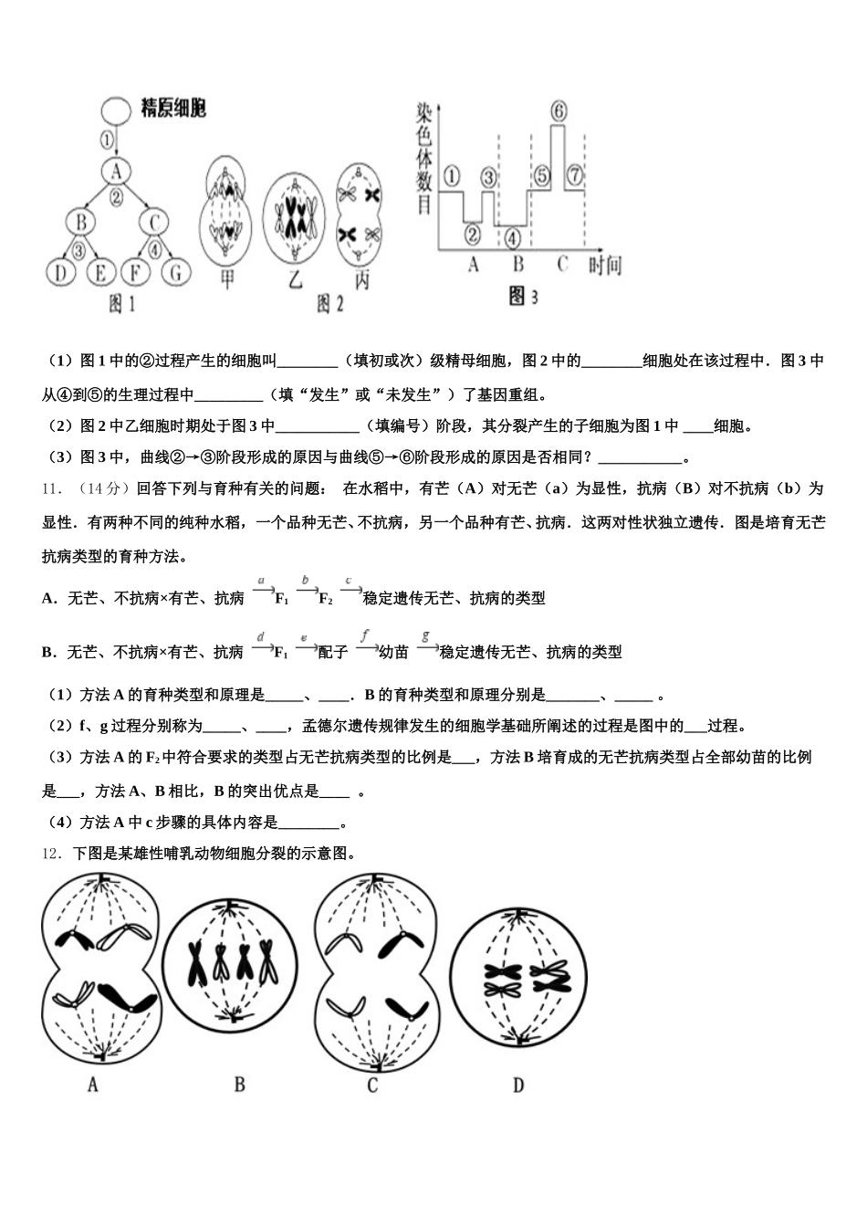2025届重庆市普通高中高一下生物期末学业水平测试试题含解析_第3页
