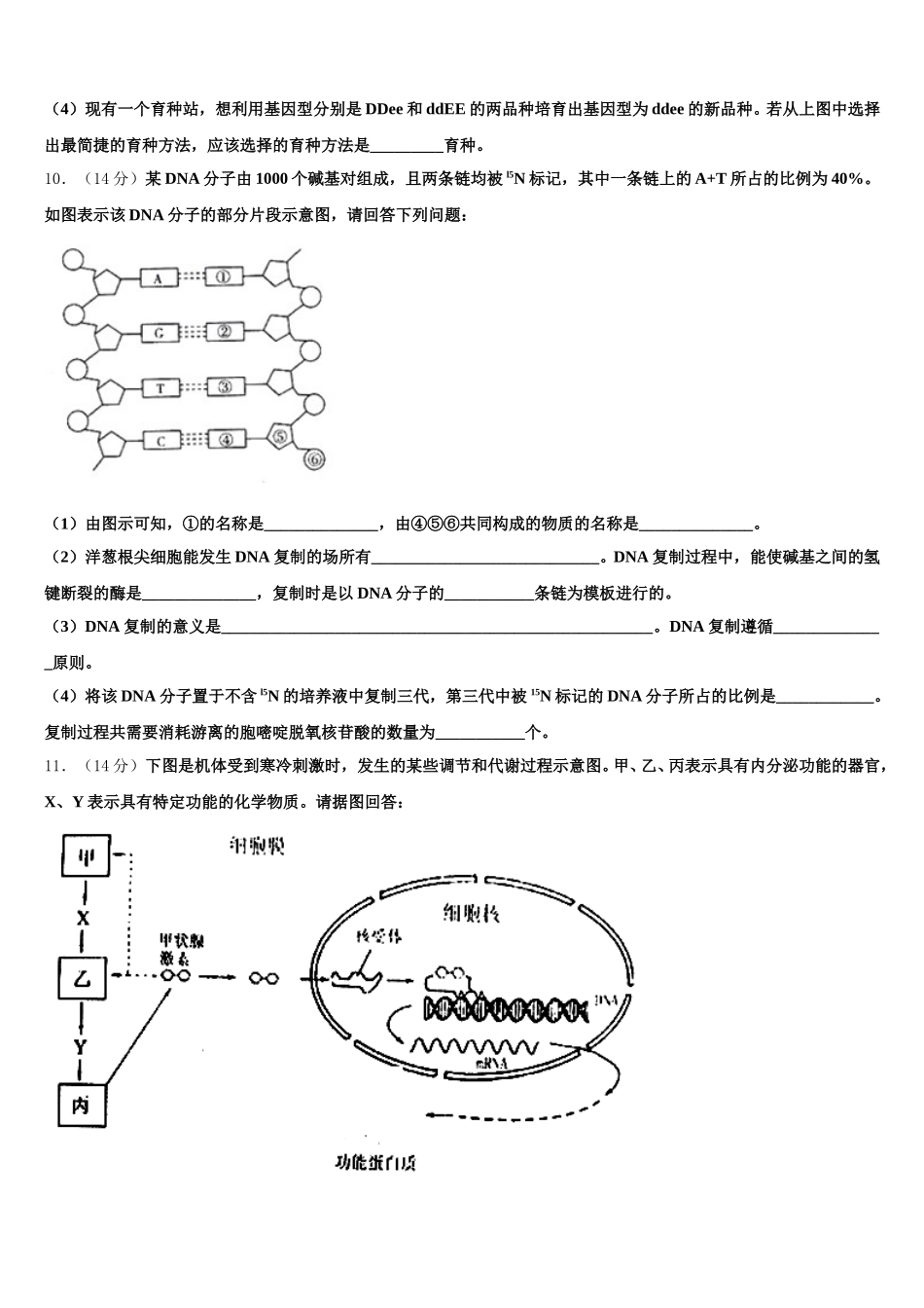 2025届重庆市巴蜀中学校生物高一第二学期期末学业质量监测试题含解析_第3页