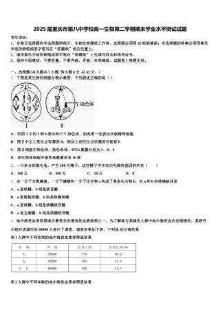 2025届重庆市第八中学校高一生物第二学期期末学业水平测试试题含解析