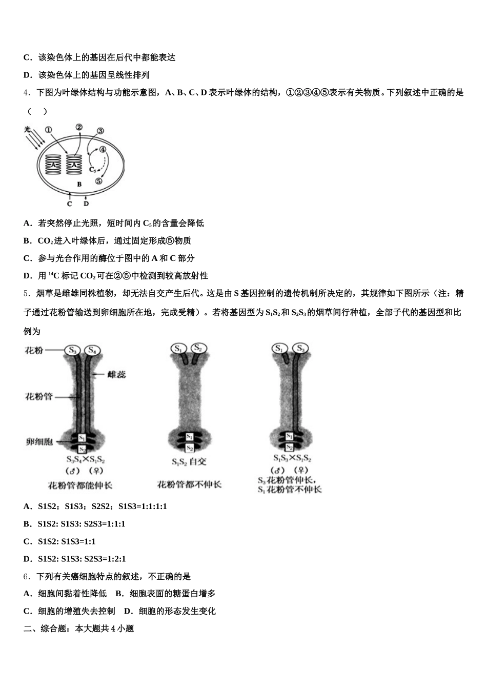 重庆铁路中学2025年生物高一下期末经典模拟试题含解析_第2页