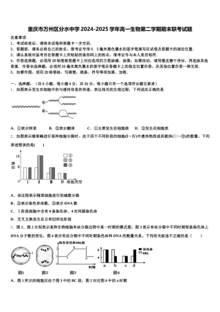 重庆市万州区分水中学2024-2025学年高一生物第二学期期末联考试题含解析