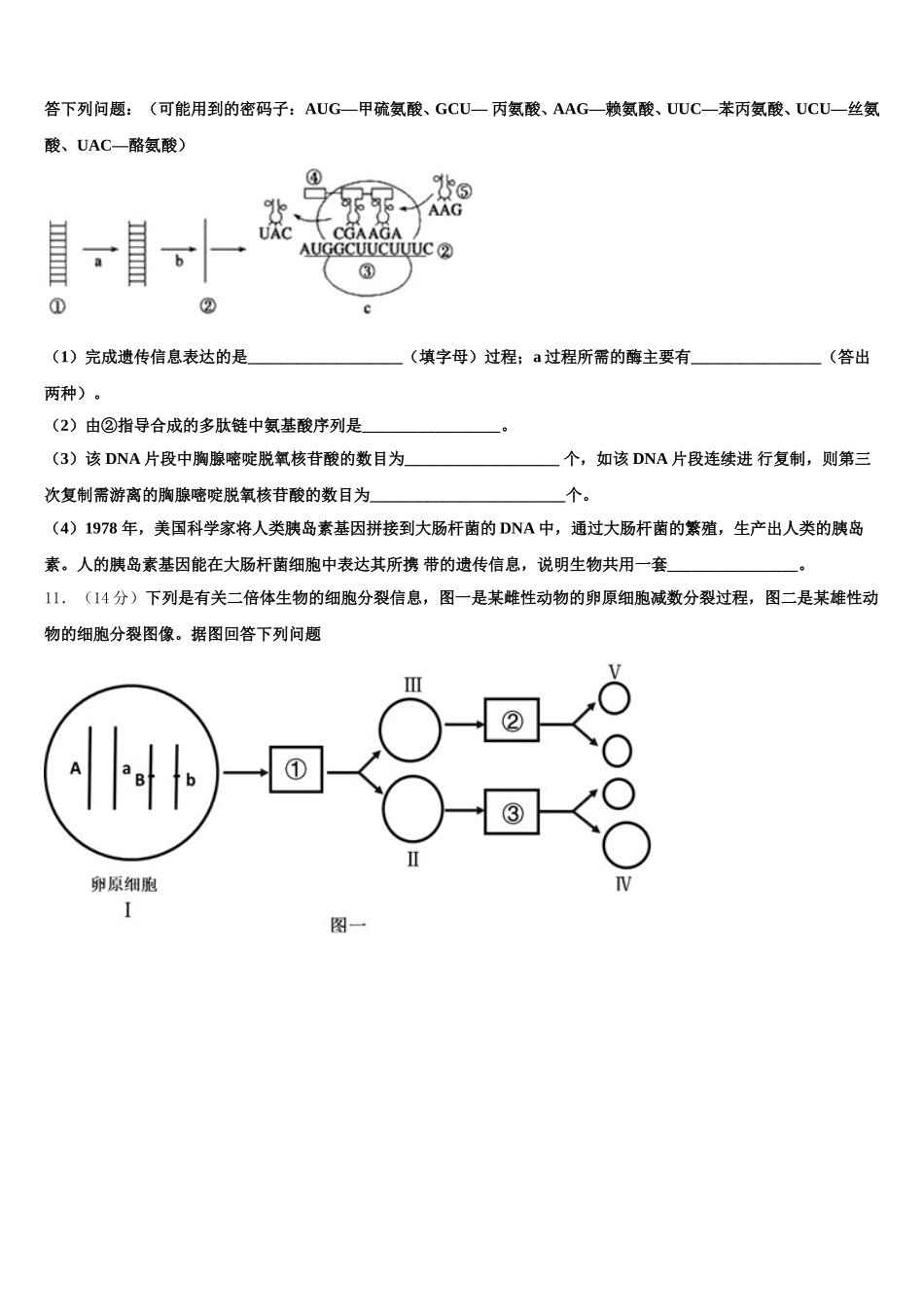 2024-2025学年重庆市巴南区高一生物第二学期期末经典试题含解析_第3页